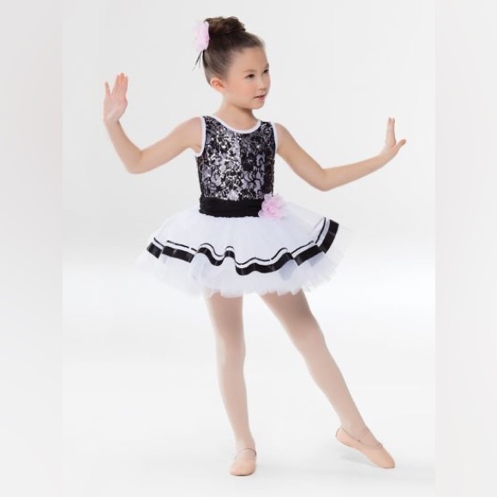 Revolution Dancewear Sing Me A Song, ballet tutu costume, black white sequin
